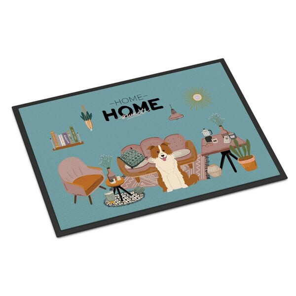 Carolines Treasures 18 x 27 in. Red White Border Collie Sweet Home Indoor or Outdoor Mat CK7964MAT - main